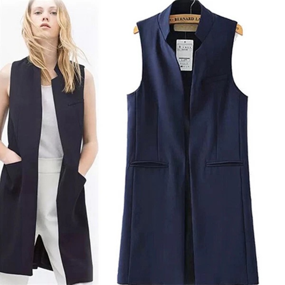 BCBG Black Sleeveless Blazer
